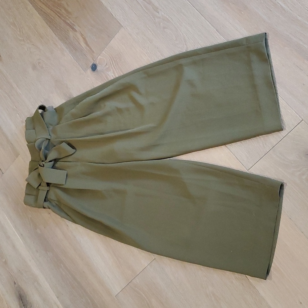 COS Women's sz 4 (EUR 34) Olive Green Wide Leg Pants Belted